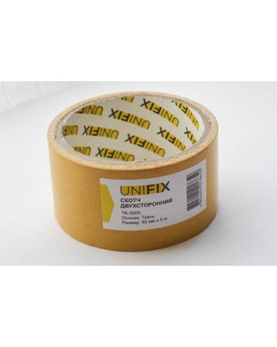 Стрічка клейка двостороння на тканинній основі 50мм*5м UNIFIX
