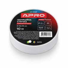 Ізоляцiйна стрiчка біла мат. 0.13х19 мм 10 м (самозагасаюча) APRO PRO
