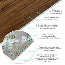 Самоклеящаяся виниловая плитка в рулоне каштан 3000х600х2мм SW-00001178