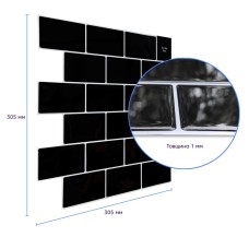 Самоклеющаяся полиуретановая плитка черный кирпич 305х305х1мм (D) SW-00001186