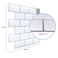 Самоклеющаяся полиуретановая плитка белый кирпич 305х305х1мм (D) SW-00001193