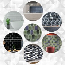 Самоклеющаяся полиуретановая плитка серо-фиолетовая мозаика 305х305х1мм (D) SW-00001194