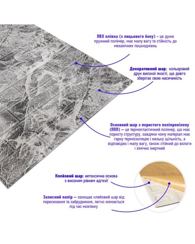 Самоклеюча 3D панель під чорний мармур в рулоні 19600x700x3мм (R061-3-20) SW-00001196