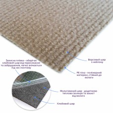 Самоклеящаяся плитка под ковролин бежевая 600х600х4мм SW-00001290