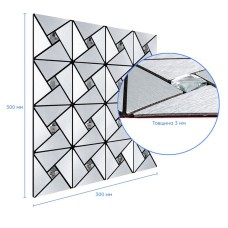 Самоклеющаяся алюминиевая плитка серебро со стразами 300х300х3мм SW-00001325 (D)