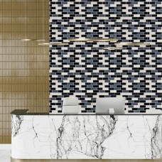 Самоклеющаяся полиуретановая плитка черный серый молочный кирпич 305х305х1мм (D) SW-00001329