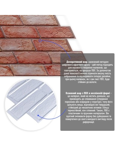 Декоративна ПВХ панель коричнево-рожева цегла 960х480х4мм SW-00001426