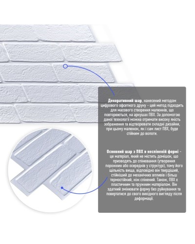 Декоративна ПВХ панель біла цегла  960х480х4мм SW-00001427