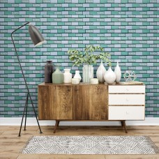 Декоративная ПВХ панель кирпич зеленый орнамент 960х480х4мм SW-00001429