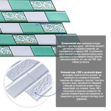 Декоративная ПВХ панель кирпич зеленый орнамент 960х480х4мм SW-00001429