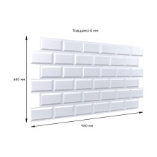 Декоративная ПВХ панель белый клинкерный кирпич 960х480х4мм SW-00001431