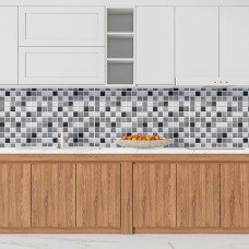 Декоративная ПВХ панель черно-белая мозаика 960х480х4мм SW-00001432