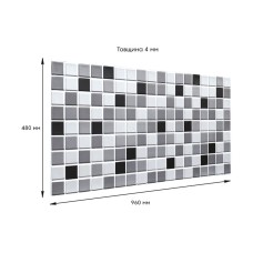 Декоративная ПВХ панель черно-белая мозаика 960х480х4мм SW-00001432