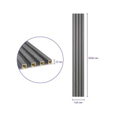 Декоративная стеновая рейка уголь 3000*160*23мм (D) SW-00001534