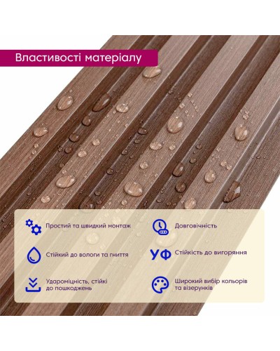 Декоративна стінова рейка капучино 3000*160*23мм (D) SW-00001538