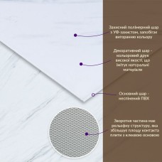Декоративная ПВХ плита греческий белый мрамор 600*600*3mm (S) SW-00001623