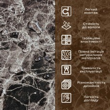 Декоративная ПВХ плита серый темно-серый мрамор 600*600*3mm (S) SW-00001628