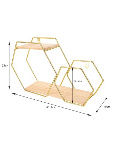 Полка настенная двойной шестиугольник 415*230*100мм (D) SW-00001636