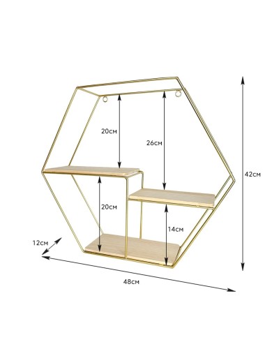 Полка настінна шестикутник XL 480*420*120мм  (D) SW-00001638