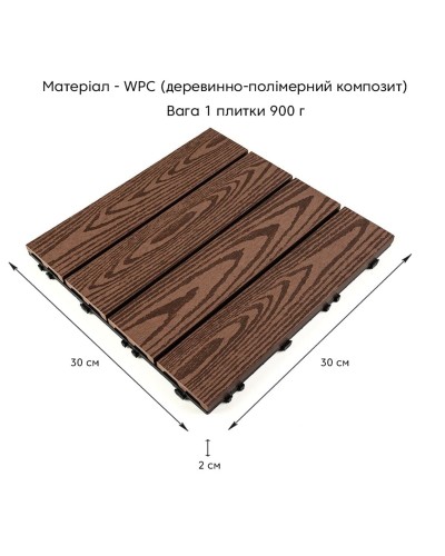 Композитна плитка WPC кедр 30*30CM*2СM (D) SW-00001705