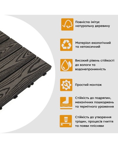 Композитна плитка WPC антрацит 30*30CM*2СM (D) SW-00001708