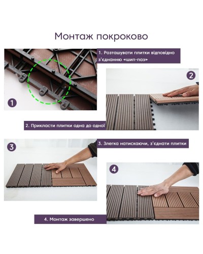 Композитна плитка WPC антрацит 30*30CM*2СM (D) SW-00001708