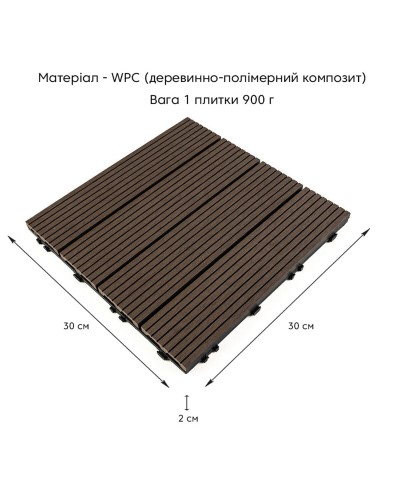 Композитна плитка WPC венге 30*30CM*2СM (D) SW-00001709