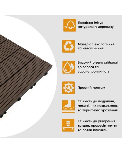 Композитна плитка WPC венге 30*30CM*2СM (D) SW-00001709