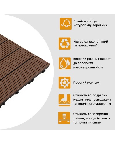 Композитна плитка WPC каштан 30*30CM*2СM (D) SW-00001710