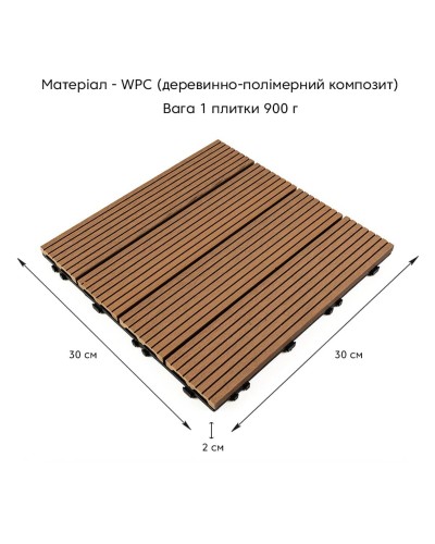 Композитна плитка WPC натуральне дерево 30*30CM*2СM (D) SW-00001711