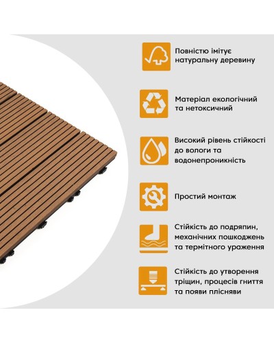 Композитна плитка WPC натуральне дерево 30*30CM*2СM (D) SW-00001711