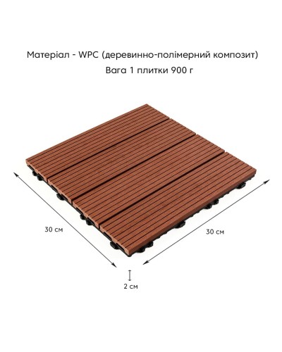 Композитна плитка WPC тик 30*30CM*2СM (D) SW-00001712