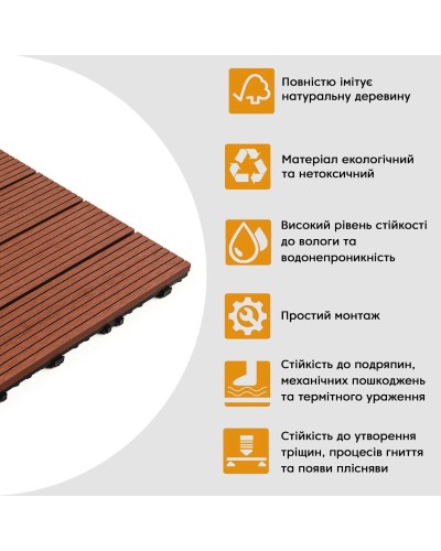 Композитна плитка WPC тик 30*30CM*2СM (D) SW-00001712