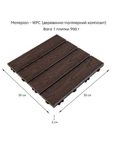 Композитна плитка WPC горіх 30*30CM*2СM (D) SW-00001714