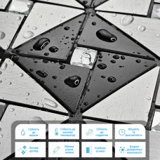 Самоклеющаяся алюминиевая плитка черно-серебряная со стразами 300х300х3мм SW-00001773 (D)