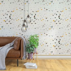 Плинтус РР самоклеющийся белый с золотой полоской 2300*140*4мм (D) SW-00001812