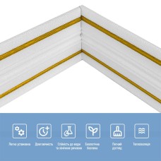 Плинтус РР самоклеющийся белый с золотой полоской 2300*140*4мм (D) SW-00001812
