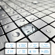 Самоклеющаяся алюминиевая плитка серебряная мозаика со стразами 300х300х3мм SW-00001824 (D)