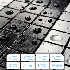 Самоклеющаяся алюминиевая плитка серебряная с чёрным мозаика 300х300х3мм SW-00001825 (D)