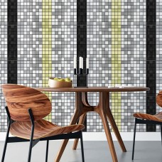 Самоклеющаяся алюминиевая плитка серебряная с чёрным мозаика 300х300х3мм SW-00001825 (D)