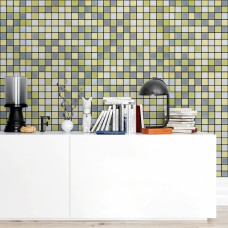 Самоклеющаяся алюминиевая плитка серебряная с золотом шахматы 300х300х3мм SW-00001827 (D)