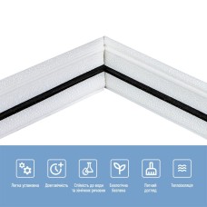 Плинтус РР самоклеющийся белый с чёрной полоской 2300*70*4мм (D) SW-00001830