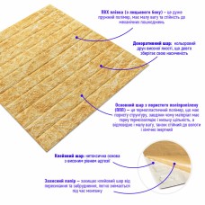 Декоративная 3D панель самоклейка под кирпич DEEP Yellow 700х770х5мм (068) SW-00000168