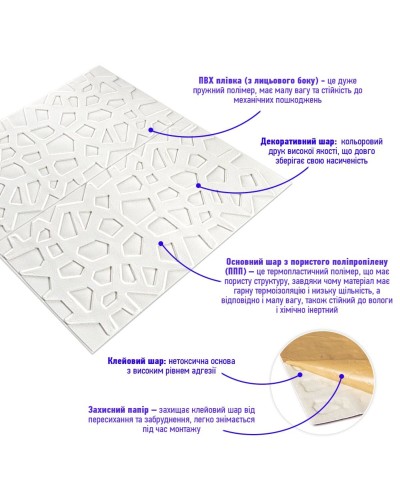 Самоклеюча декоративна настінно-стельова 3D панель павутина 700х700х5мм (115) SW-00000007