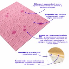 Декоративная 3D панель самоклейка под светло-розовый кирпич Одуваны 700x770x5мм (022) SW-00000023