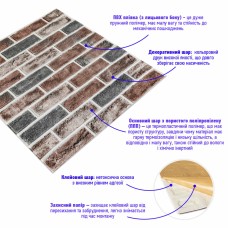 Самоклеющаяся 3D панель под кирпич клинкер оранжевый 700x700x6мм (414) SW-00000769