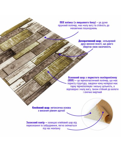 Самоклеюча декоративна 3D панель сіро-коричневе 700x700x4мм (378) SW-00000883