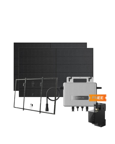 Комплект EcoFlow STREAM Microinverter/2*400W Rigid Solar Panel Combo/Розумний лічильник Smart Meter/Система кріплень для сонячних панелей Balcony Hook Kit