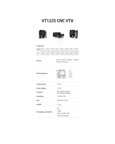 Відеопередавач (VTX) Skyzone 2.5W 1.2GHz 16CH упаковка 200шт. (VT1225BOX)