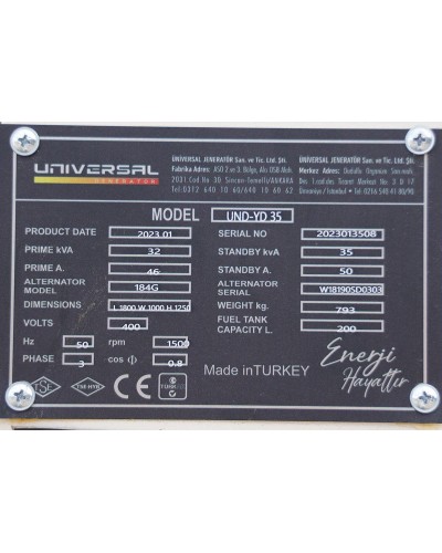 Дизельний генератор UNIVERSAL UND-YD 35 KVA